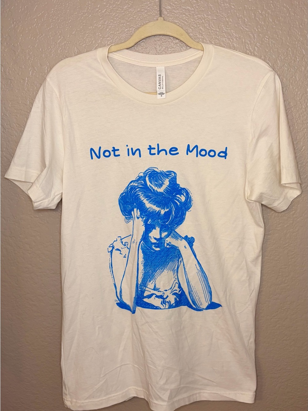 Bella Canvas White Tee with Blue 'Not in the Mood' Graphic - Women